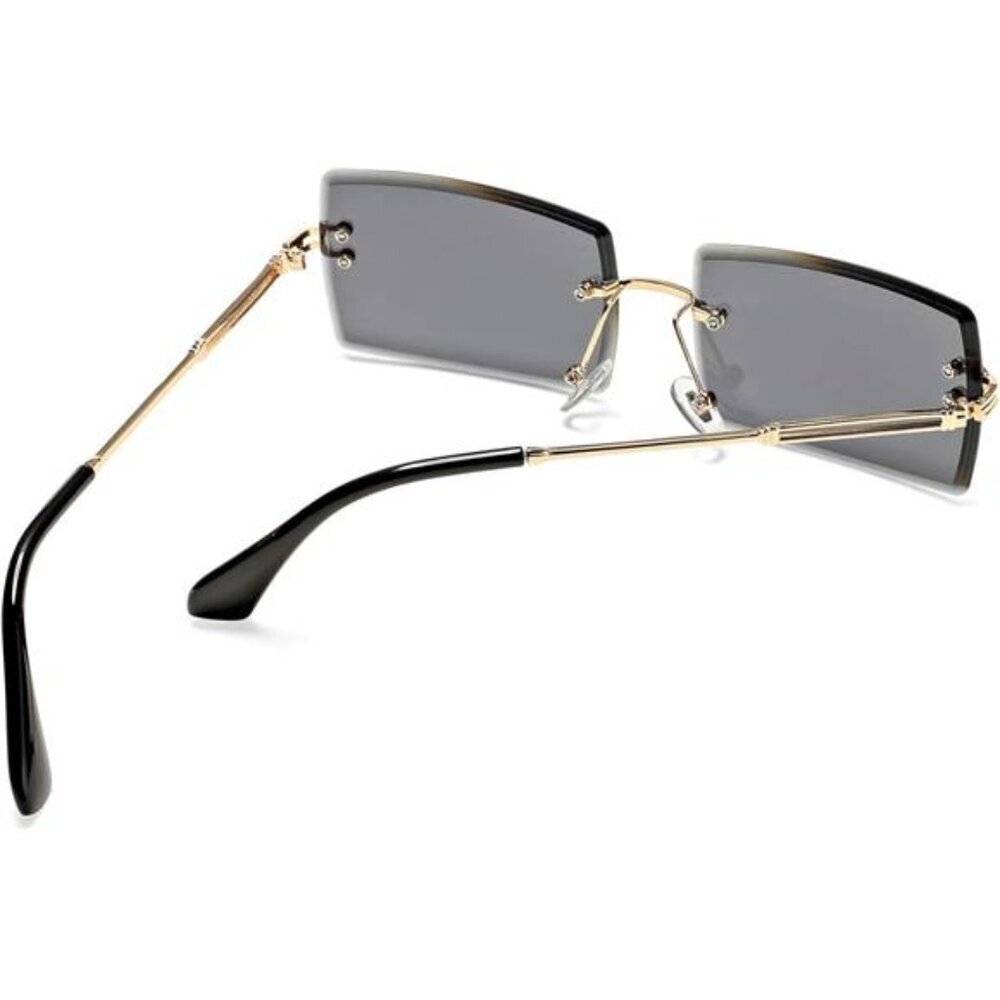 Rectangle Sunglasses Small Rimless Square Shade E… - image 4
